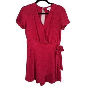 Anthropologie Romper Women Dark Pink Short Sleeve Sash Tie Skort Romantic Boho M
